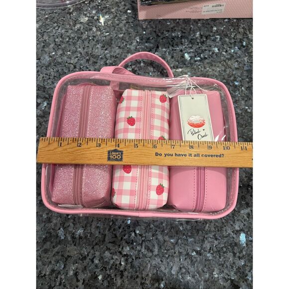 Blush Crush Pink Travel Cosmetic Bag Set – 3 Piece Makeup Bags New - Picture 3 of 7